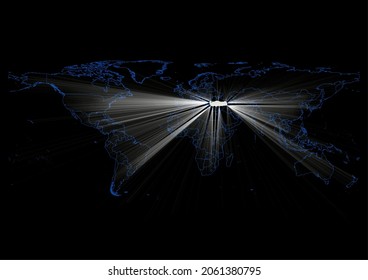 Concept vector map for Turkey , vector map of Turkey shining with light rays.