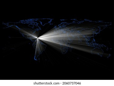 Mapa conceptual de vectores para las Islas Vírgenes de los Estados Unidos , Mapa vectorial de las Islas Vírgenes de los Estados Unidos brillando con rayos de luz.