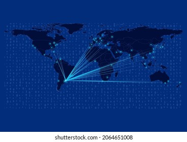 Concept vector map for Uruguay, Uruguay map with connections to major cities around the world. Internet or smart cities or business concept image vector illustrations.