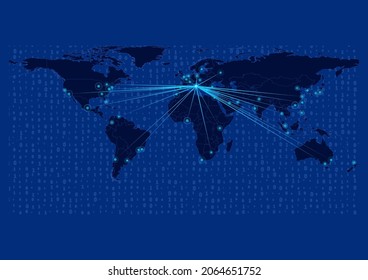 Concept vector map for Vatican City, Vatican City map with connections to major cities around the world. Internet or smart cities or business concept image vector illustrations.
