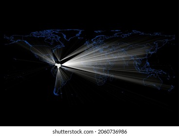 Concept vector map for Venezuela , vector map of Venezuela shining with light rays.