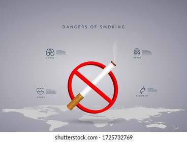 Concept of vector no smoking day world, 31 May.