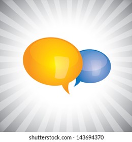 Concept vector- shiny, glossy chat symbols or speech bubble icons. The illustration can represent people chatting, in a meeting, or having personal conversation, or having some important discussion