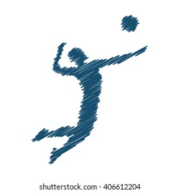 Ã�Â¡ool concept vector volleyball. Volleyball players black silhouette. Modern volleyball logo.