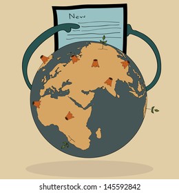 Concept Vector of World Map Earth Globe for Save World, Vector Illustration EPsS 10.