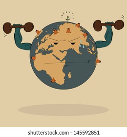 Concept Vector of World Map Earth Globe for Save World, Vector Illustration EPsS 10.