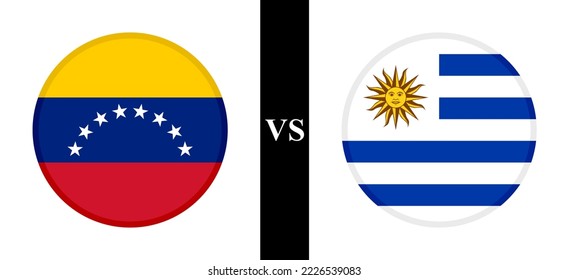 the concept of venezuela vs uruguay. flags of venezuelan and uruguayan. vector illustration