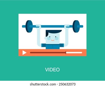 concept of a video being played in a player, vector illustration