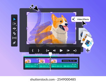 Concept of a Video Editor. Adding different formats. Vector Illustration