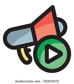 
The concept of video marketing, vector illustration of a loudspeaker and play button
