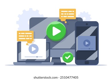 Concept of video tutorials, webinars, distance education, online training and learning. online education and e-learning at home through webinar training, online video training, tutorial podcasts.