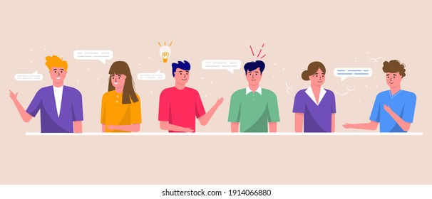 Concept of videoconference, chatting and online meeting workspace. Design template with business people taking, marketing, leaflet, advertising, brochure, modern style vector