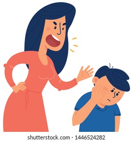 Concept violence and abuse against children. Family conflict situations. Vector