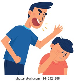 Concept violence and abuse against children. Family conflict situations. Vector