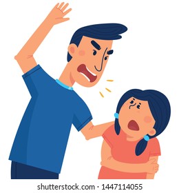 Concept violence and abuse against children. Family conflict situations. Vector