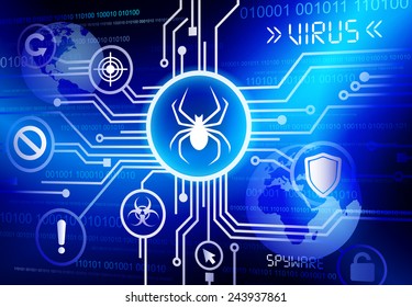 Concept of virus with a cloud computing format.