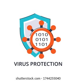Concepto de protección contra virus en diseño de línea plana. Ilustración vectorial moderna para diseño web y aplicación, marketing y material impreso
