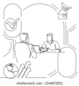 Concept visualization line icon drawing of business infographics