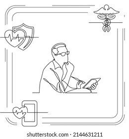 Icono de línea de visualización de conceptos dibujo de infografías de salud y bienestar