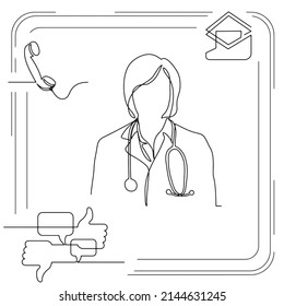 Concept visualization line icon drawing of healthcare and wellness infographics