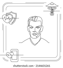 Concept visualization line icon drawing of healthcare and wellness infographics