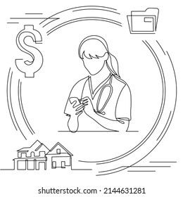 Icono de línea de visualización de conceptos dibujo de infografías de salud y bienestar