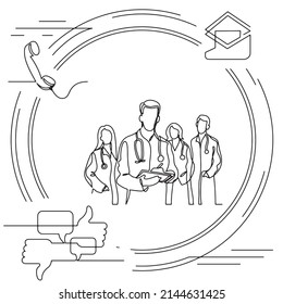 Concept visualization line icon drawing of healthcare and wellness infographics