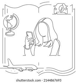 Concept visualization line icon drawing of lifestyle work life family balance