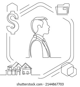 Concept visualization line icon drawing of lifestyle work life family balance