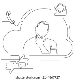 Concept visualization line icon drawing of lifestyle work life family balance
