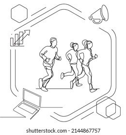 Concept visualization line icon drawing of lifestyle work life family balance