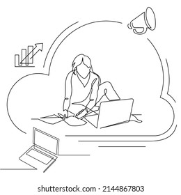 Concept visualization line icon drawing of lifestyle work life family balance