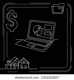 Concept visualization line icon drawing of business infographics