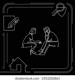 Concept visualization line icon drawing of lifestyle work life family balance