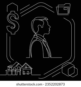 Concept visualization line icon drawing of lifestyle work life family balance