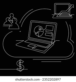 Concept visualization line icon drawing of business infographics
