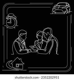 Concept visualization line icon drawing of business infographics