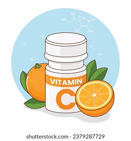 Concept Vitamin C Supplement with Orange Fruit 