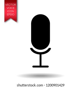 Concept of voice recognition. Sound wave with microphone icon.