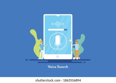 Concept of Voice search, Voice assistance, audio mobile, podcast smartphone - vector illustration