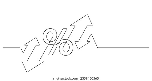 concepto de volatilidad de la inversión en el mercado de valores. porcentaje y flechas hacia arriba y hacia abajo en la ilustración continua del vector de dibujo