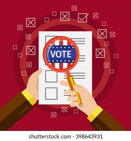 Concept of voting. US Presidential election 2016. Flat design, vector illustration.