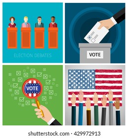 Concept of voting. US Presidential election 2016. Flat design, vector illustration.