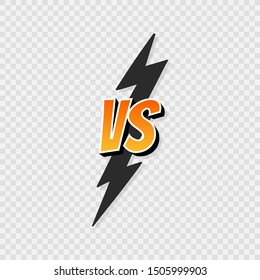 Concept VS. Fight. Versus sign gradient style with lightning bolt isolated on transparent background for battle, sport, competition, contest, match game. Vector illustration.