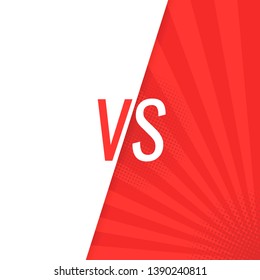 Concept VS. Versus. Fight. Red retro background comics style design with halftone. Modern flat style vector illustration