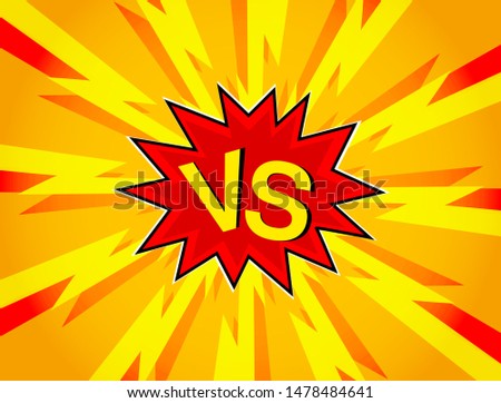 Concept VS. Versus. Fight. Yellow retro background comics style design with halftone, lightning. Modern flat style vector illustration.