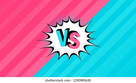Concept VS. Versus. Men vs women. Retro background comics style design with halftone. Modern flat style vector illustration.