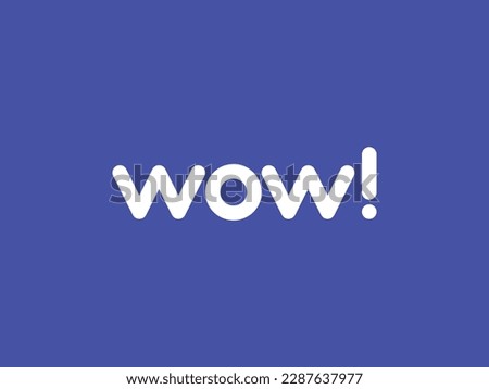 Concept W O W WO OW Round Logo. Flat Vector Design Element. Word WOW. Composed of intertwined letters. Expression. Word Font. Simple Modern Business Background. Blue Purple. Exclamation Point Mark