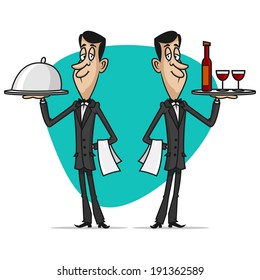 Concept waiters holds trays