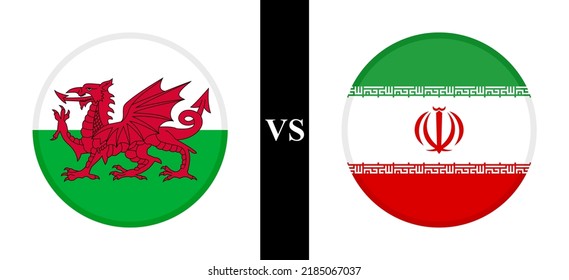 el concepto de guales vs irán. banderas de welsh e irán. ilustración vectorial